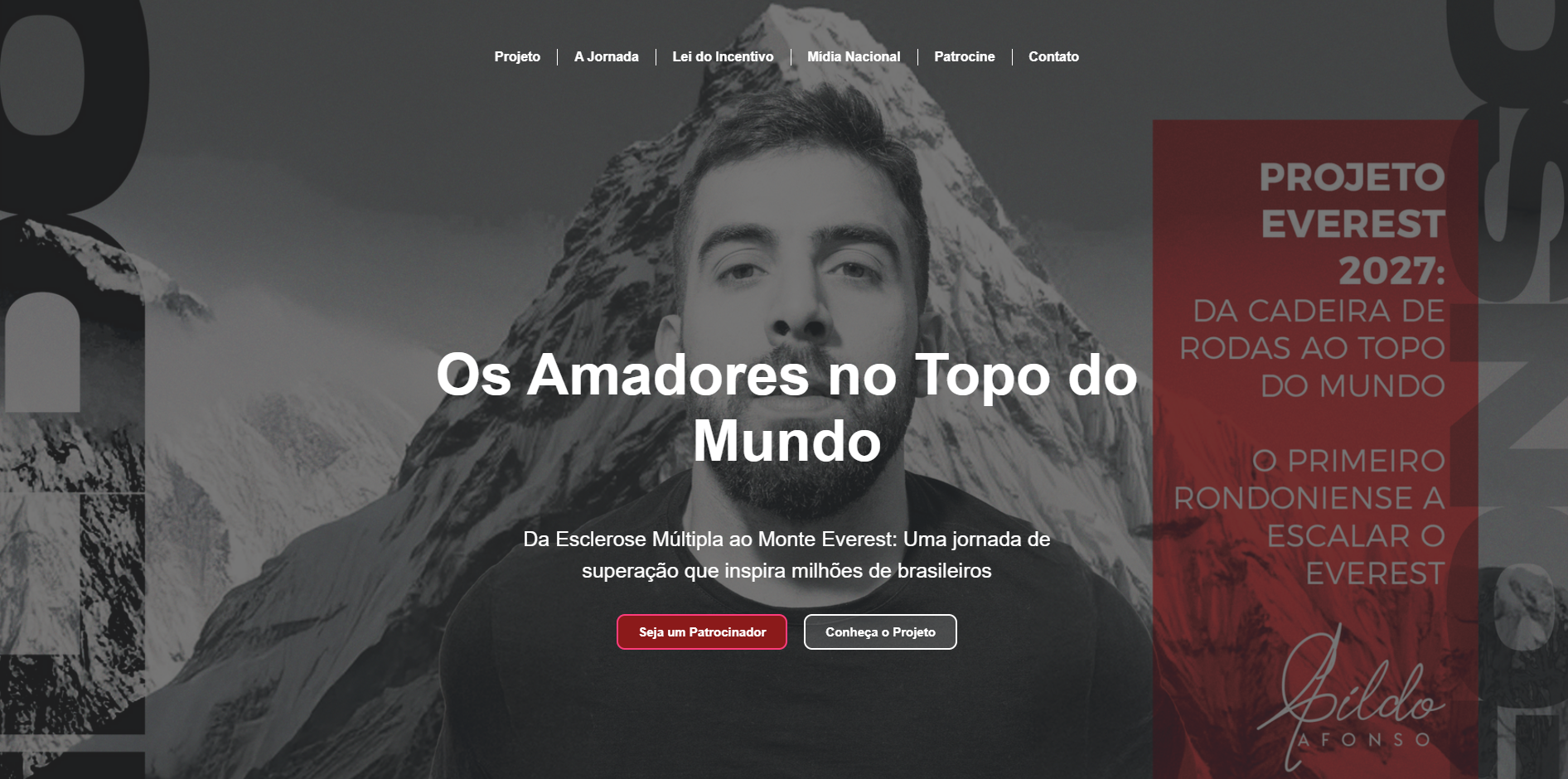 Projeto Everest 2027 — Site inspiracional de patrocínio desenvolvido pela Finish Web